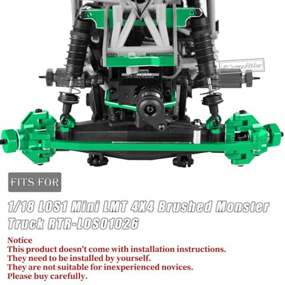 RC Upgrades for L0S1 1/18 Mini LMT 4X4,Driveshafts,Servo,Body Mount,Upper&Lower Shock Mount,Side Panel Crossbar,Rear Cup,Steering Cup&C Hub,Steering Links,Shock Strengthen Mount,Green - color: Green(1set)