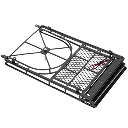 Metal Roof Rack Luggage Carrier for RC Crawler Car, RC Roof Rack with LED Light Strip, Sturdy Durable Metal Cargo Carrier with Spare Tire Mount for HSP