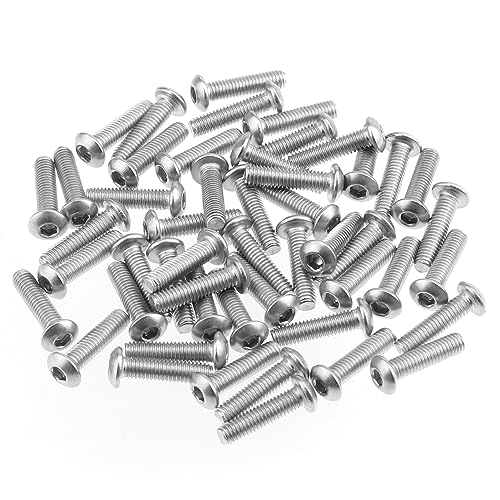 HELIFOUNER 100 Pieces M3 x 12mm, Thread Pitch 0.5mm, 304 Stainless Steel (18-8) Button Head Socket Cap Screws, Fully Threaded - size: M3 x 12mm