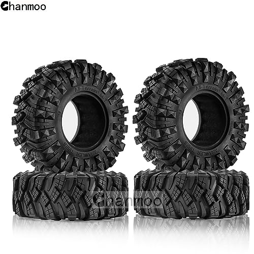 1.9 Crawler Tires RC Soft Rubber Mud Slingers Tyres For 1/10 Scale RC Rock Crawler Car Traxxas TRX4 Axial SCX10 II RC4WD D90 D110 TF2 Tamiya CC01 Gen8 1.9 inch Beadlock Wheels Rims 4PCS