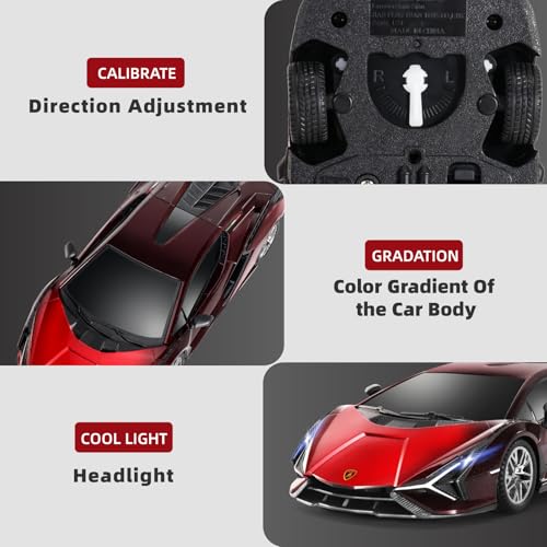 MIEBELY 1/24 Licensed Lamborghini Sián FKP 37 RC Car LED Toy for Boys 6-12 | Officially licensed;2.4GHz control; dual rechargeable batteries; sturdy ABS; indoor/outdoor play; gift for boys & collectors - style: Lamboghini Sian