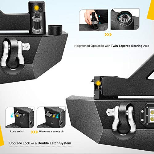 Nilight Rear Bumper & Spare Tire Rack & Hitch Receiver w/2 LED Lights Compatible for 2007-2018 Jeep Wrangler JK for 2007-2018 Jeep Wrangler JK & Unlimited - color: Rear Bumper & Spare Tire Rack
