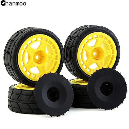 1/10 RC Racing Rally Tires 12mm Hex Wheels Rims and Rubber On Road Tyres for 1/10 RC On-Road Car HPI KYOSHO Tamiya XV01 XV02 TA06 TT01 TT02 PTG2 144001 A959 RC Rally Drift Car 4PCS (White A) - color: White a