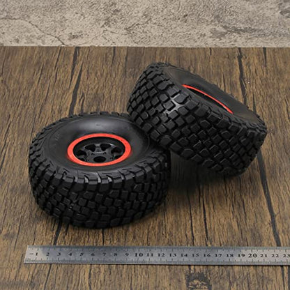 RCAWD RC Wheel Rims and Tires for 1/7 UDR Unlimited Desert Racer 85086-4 Upgrades & 1/7 ARRMA Mojave 6S Parts, Glued Nylon Wheels and Tires #8474 Red - color: Red