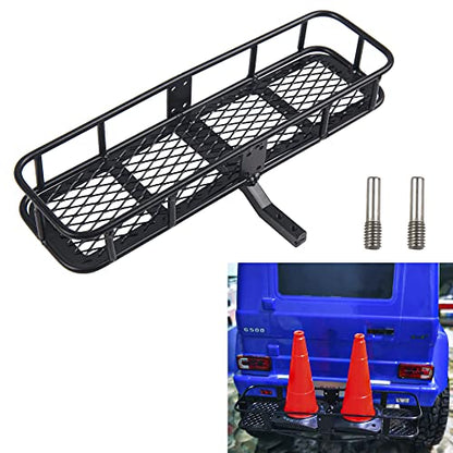 Metal 6.41"x1.92" RC Back Hitch Cargo Carrier Luggage Basket Rear Carrier Mount Trailer Compatible with RC4WD Traxxas TRX4 Axial SCX10 90046 SCX10 III D90 Redcat Gen7 1/10 RC Crawler Car