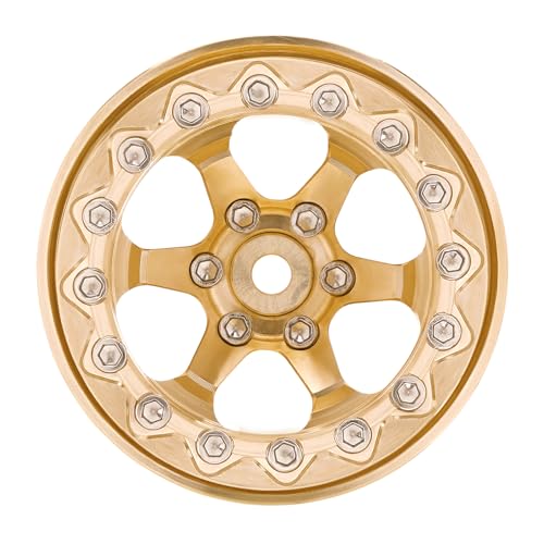INJORA 1.3" Brass -5.25mm Offset Beadlock Wheel for 1/24 1/18 RC Crawlers - color: Brass