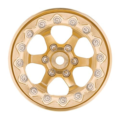 INJORA 1.3" Brass -5.25mm Offset Beadlock Wheel for 1/24 1/18 RC Crawlers - color: Brass