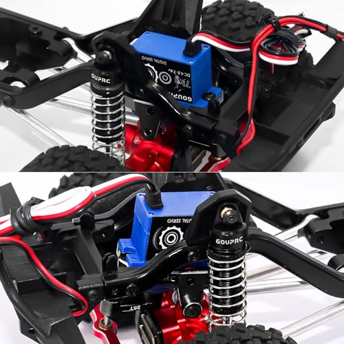 GOUPRC 7KG 2065 Digital Micro Servo Metal Steel Gear Servo with Mount and Servo Horn for 1/18 TRX4M Servo RC Car Upgrade Parts (Black) - color: Black