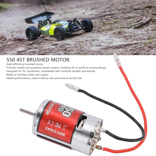 Zunate 550 45T Brushed Motor for RC Crawler Car and Boat, Stainless Steel Cover with Copper Components for Stable Power Output and Consistent Performance Specs
