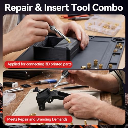 Threaded Inserts Set 130pcs M2-M8 and 9 Repair Tips Digital Soldering Iron | YUWEIC Heat Set Insert Tool,9 Repair Tips, 60w Digital Soldering Iron,130pcs M2-M8 Threaded Nuts for 3D Printer,Plastic Parts - size: M2-M8+130Pcs Heat Inserts