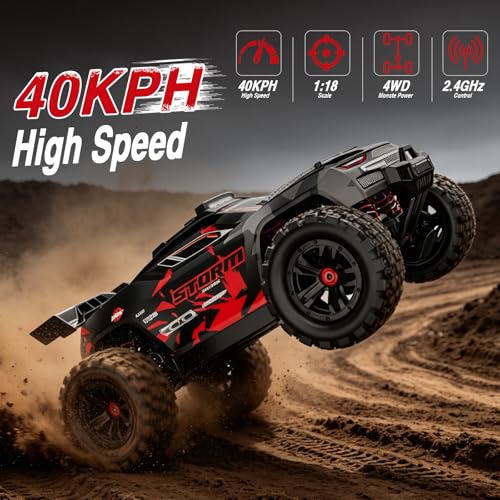 KGF 1:18 Scale All Terrain RC Cars for Adults,High Speed Remote Control Car | Fast RC Cars for Boys Age 8-1,2.4GHz 4WD Off Road Monster Truck, 4X4 Fast Drift Wheel RC Truck with 2 Rechargeable Batteries - color: White
