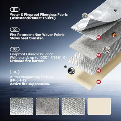 Fire Retardant Lithium Battery Bag Fire Proof with Fire Prevention Stickers, Lipo Battery Bag Safe Charging & Storage, MNNEWMAT Explosion Resistant Lipo Bag, Fireproof Lithium Battery Storage Box