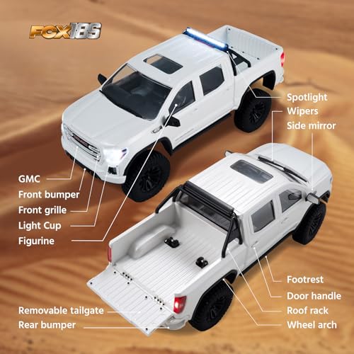 BEEZRC FMS 1/18 FCX18S Sierra S Brushless RC Crawler, Officially Authorized, RTR Off-Road 4x4 with LED Lights mini RC Truck, Two-Speed Switch, Remote Control Car for Adults