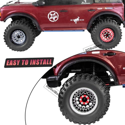 RC Wide 1.57'' (40mm) 2.2 Beadlock Wheels for SCX10 Capra Wraith Ryft / TRX4 AMG 6x6 / Gen8 Everest Gen 7 Pro,Adjustable 4 Offsets Rims,4Pack,Black w/Red - color: Black W/ Red(4pcs)