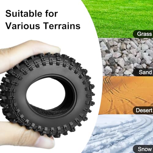 LRFHL 1.3" Crawler Tires Soft Rubber for 1/18 TRX4M 1/24 SCX24 FCX24, 4PCS | 64mm*27mm, RC Tires with Foam Insert, RC Rock Crawling Tires Upgrade - color: Style A