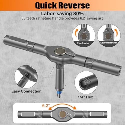 Ratchet Allen Wrench Set, Mini Ratchet Set, 24 in 1 Magnetic Screwdriver Sets Multi Bit Ratcheting Screwdriver Set with Storage Case S2 Steel Bits Suitable for Furniture Assembly