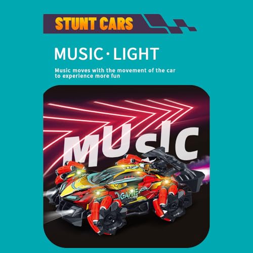 GoolRC RC Stunt Car, Gesture Sensing RC Cars, 2.4GHz 4WD Remote Control Car with 360° Rotating, Spray, Lights & Music, 2 Control Mode for Adults Birthday Gifts, 1 Battery (Red)