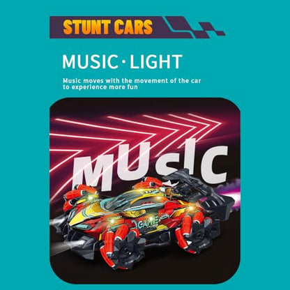 GoolRC RC Stunt Car, Gesture Sensing RC Cars, 2.4GHz 4WD Remote Control Car with 360° Rotating, Spray, Lights & Music, 2 Control Mode for Adults Birthday Gifts, 1 Battery (Red)