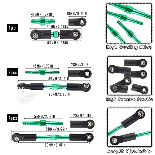 Upgrades Part for 1/10 Rustler/Stampede/Slash VXL 4X4,Big Bore RC Shocks&Steel Drive Shaft CVD&A Arm&Caster Block,Steering Blocks,Rear Stub Axle Carriers&Steering Bellcranks&Hex Hub,Green - color: Green/(6 Piece Set)