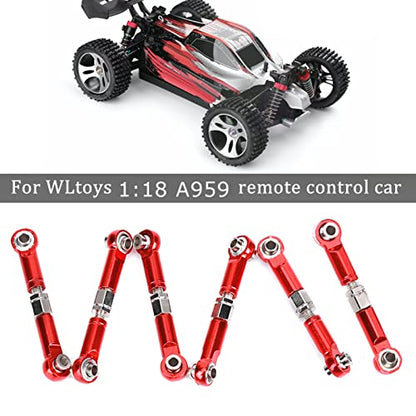 6Pcs Metal RC Car Tie Rods,RC Truck Tie Rods,RC Truck Tie Rod Replacement Parts for 1/18 A959 RC Car - color: Red