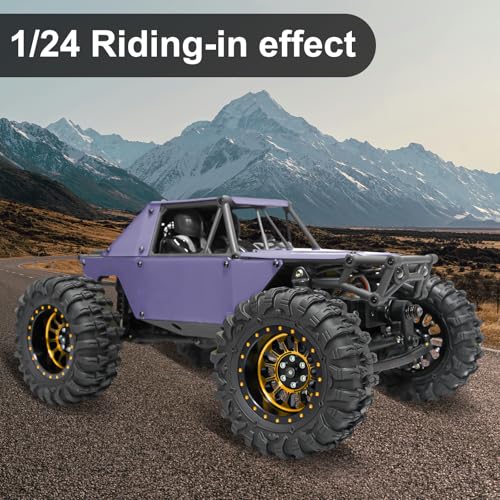 LRFHL 1.3" Beadlock Wheel Tires Aluminum for SCX24 TRX4M, 4PCS, Gold | Upgraded 1.45-inch Wheel, 1/24 SCX24 1/18 TRX4M RC Crawler Car Upgrade - color: Black Tires+ Gold Wheels-3