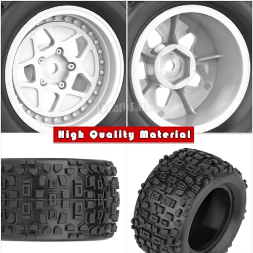 12mm Hex RC Truck Wheels and Tires for 1/18 Granite/1/18 Typhon RC Monster Truck Car,RC Drift Off Road Buggy Rally Truck Tires,4Pcs(White) - color: White - (4pcs Wheel)