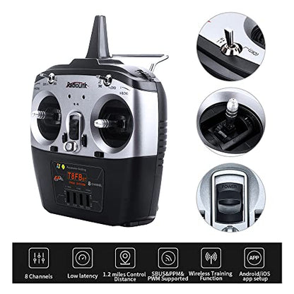 Radiolink T8FB 2.4GHz 8 Channels RC Remote Transmitter and Receiver R8EF Dual Stick Controller with Strap for RC Airplane Aircraft Boat Car and More(Mode 2)