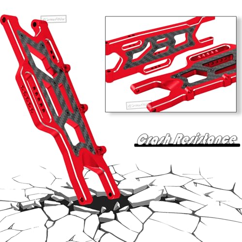 RC Alloy Suspension Arms Upgrades Part for 1/10 Outcast 4x4 4S V2 BLX,Kraton 4x4 4S V2 BLX,Front Rear A Arms Suspension Arms Hops Up,Replace ARA330711 ARA330710,Red - color: Red(4pcs)