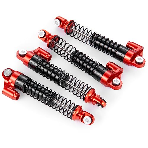 62mm Shocks kits 4pcs Adjustable Shock Absorber Damper for 1/18th TRX4-M TRX4M RC Crawler Car (Red) - color: Red