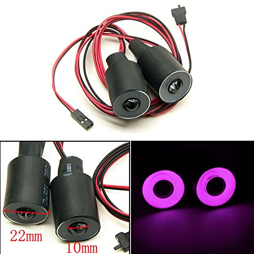 QUE-T 22mm 2 LEDs Angel Eyes & Demon Eyes LED Headlight/Back Light for 1:10 RC Model Crawler Cars, (Purple + Yellow, 22MM) - color: Purple + Yellow, size: 22MM