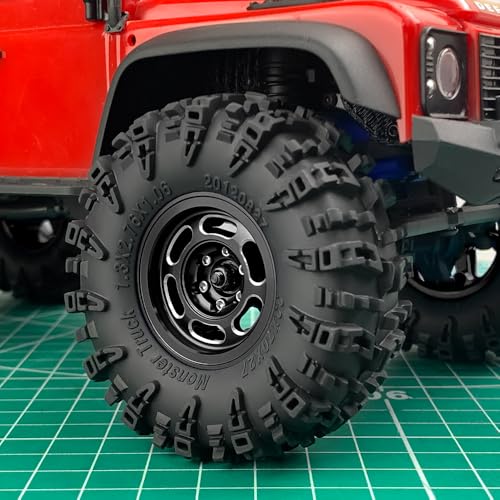 MOHERO 4Pcs 1.3 RC Beadlock Wheel Rims for 1/18 1/24 RC Crawler TRX4M Axial SCX24 Redcat Ascent-18 Upgrade Parts (Black) - color: Black