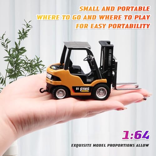 1/64 Scale Mini Desktop Drift RC Car,RC Forklift,RC Construction Vehicle 2.4Ghz with Gyro Micro Drift Racing Remote Contrl Cars Model Toys Hobby Gift for Adults and Kid Children's (Yellow-1) - color: Yellow-1