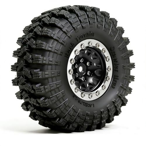 REDSPIDER•1.3 Beadlock Wheels and Crawler Mud Tires OD 2.75'' Aluminium Hub Hex Key 7mm (4PCS) for 1/18 1/24 TRX4M SCX24 AX24 FCX18 FCX24 RC Crawler Car (Black) - color: Black