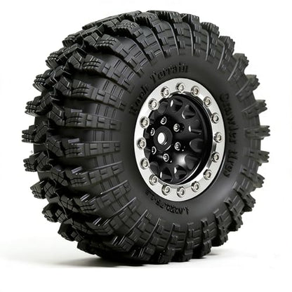 REDSPIDER•1.3 Beadlock Wheels and Crawler Mud Tires OD 2.75'' Aluminium Hub Hex Key 7mm (4PCS) for 1/18 1/24 TRX4M SCX24 AX24 FCX18 FCX24 RC Crawler Car (Black) - color: Black