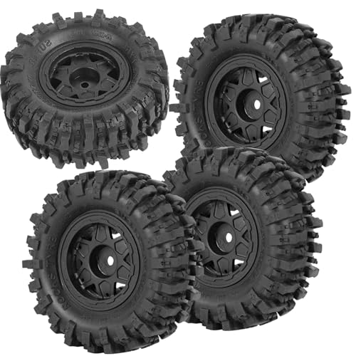 RC 1.0" Plastic Wheel hub and Tire for 1/18 TRX4M 1/24 Axial SCX24 FCX24 Scale RC Crawler Car.Crawler Tires Wheels,4PCS.(Black-C)