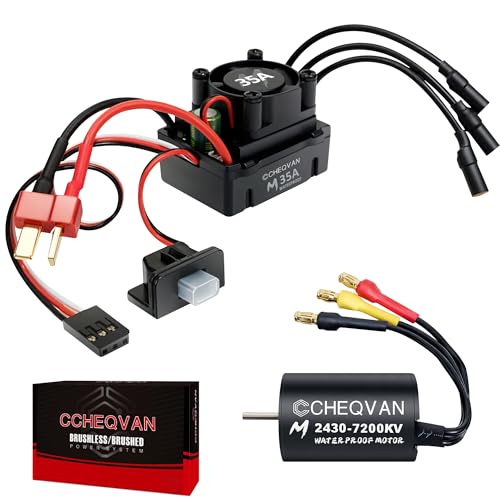 RC Brushless Motor and 35A ESC Combo for 1/16 18 Scale 2430 7200KV | Surpass Waterproof Hobby Sensorless Motor and Electric Speed Controller Set with M2.5 and M3 screw mounting holes for Traxxas - color: 7200KV, size: 2430