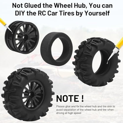 RC Car Tires and Wheels, daitoku 12mm Hex RC Truck Tires for TRAXXAS Rlaarlo 1/16 E-Revo HSP 94186 16208 16209 16210 WLtoys 144001 MJX16208 HBX94828 GRM16 1/16 RC Truck