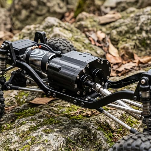 Dual Speed Transmission, Full Time 4WD Mechanism with 2 Speeds, Alloy Gearbox Replacement for SCX10 D90 1/10 Scale RC Crawler Off-Road Rock Crawling Enthusiasts