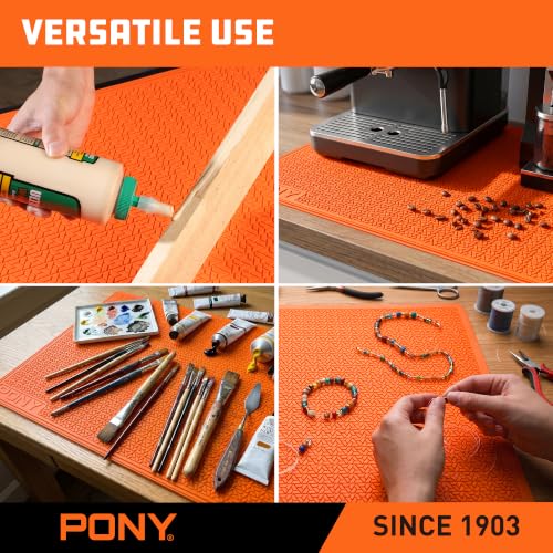PONY Silicone Mat 28" x 23", Heavy Duty Non-Stick Heat Resistant Pad | Anti-Slip Work Mat for Resin, Epoxy, DIY Crafts, Woodworking, Garage & Workshop. Easy to Clean and Reusable.