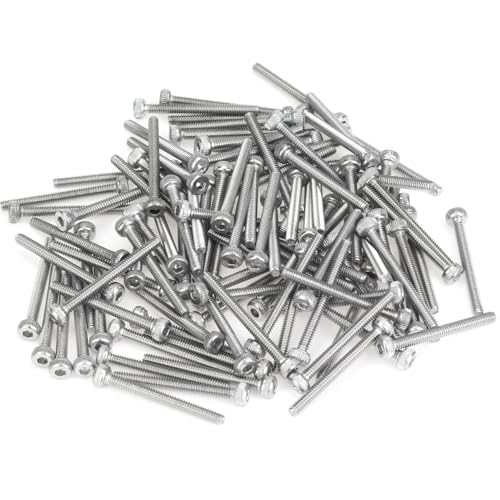 105 Pieces M2.5 x 20mm Socket Head Cap Screws, Thread Pitch 0.45mm, Sutemribor M2.5 Screws, 304 Stainless Steel, Fully Threaded, Silver - size: M2.5 x 20mm, style: Socket Head