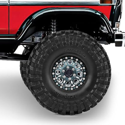 1.9" Beadlock 12mm Hex Wheels and Tires 124mm (4.9in) for TRX4 SCX10 1/10 RC Crawler Upgrade Parts (Titanium, 4pcs) - color: Titanium