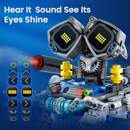 Sillbird STEM Robot Building Kit with Remote Control Gifts for Boys 8-14 | Coding Robotic Toy, Birthday Presents for Kids Ages 8+, App-Controlled, Buildable 5in1 Models, LED Eyes, 596 Pieces - color: Blue