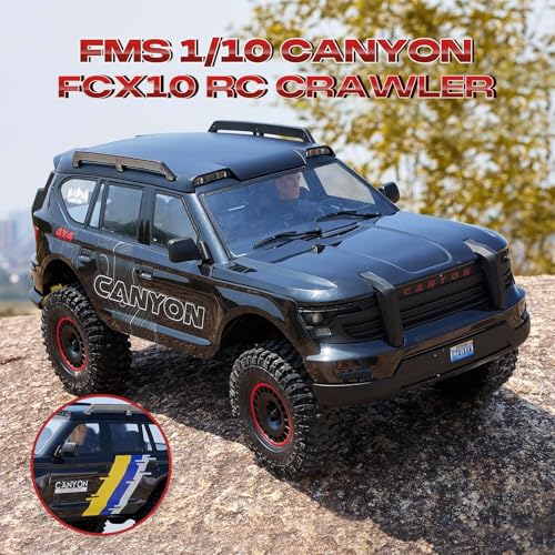 FMS 1/10 Canyon S RC Crawler, FCX10 RC Rock Crawler with Lighting, Hobby Grade Offroad RC Car for Adults, RS Need to Complete