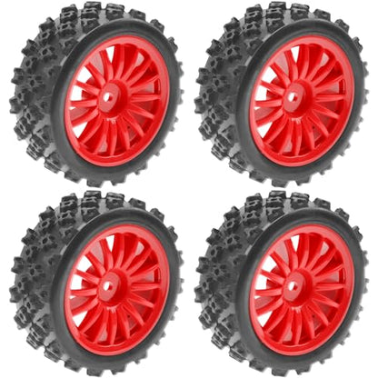 4Pack Vgoohobby OD2.83in 1/10 On Road Rubber Tires w/Nylon Wheel Rims 12mm Hex Compatible with HSP HPI Redcat Tamiya Traxxas 1/10 RC On Road Racing Touring Car (Red) - color: Red