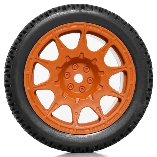 REDSPIDER 12mm Hex RC Wheels and Tires Nylon Wheel Rims OD68mm Rubber Tires Compatible with Tamiya TT01 TT02 XV01 HSP HPI Kyosho Traxxas WLtoys 1/10 1/12 On-Road Touring Car (Brown) - color: Brown
