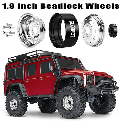 GLOBACT 1.9 Beadlock Wheel for 1/10 TRX4 TRX6 SCX10 I II III Pro Redcat, SR | 1/10 RC Wheel Hub, 1/10 RC Crawler Car Upgrade Accessories - color: Silver