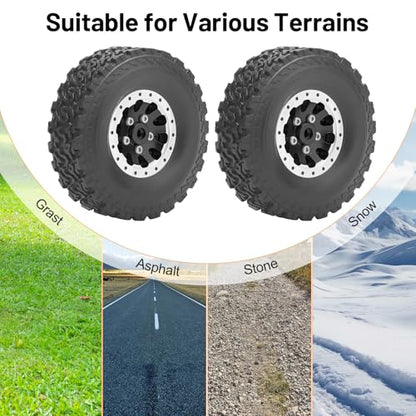 daitoku 1/12 Beadlock RC Wheels and Tires for WPL C14 C24 C34 C44 B14 B24 B16 B36 MN MN78 D90 MN90 MN91 MN96 MN98 MN99 MN99S (Black) - color: Black