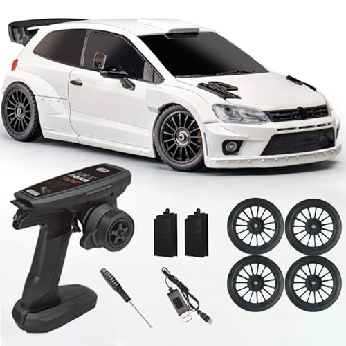 LDRC 2801 1/28 Mini RC Drift Car GTR 2.4GHz 4WD RTR with 4PCS Drift Tires Racing Radio Control Cars (White) - color: White