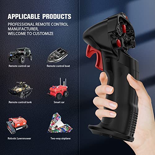 HOTRC DS-4A 2.4G 4 Channel Single Hand RC Radio Transmitter with 4CH Receiver for RC Car Boat Drone Airplane (W/ 1 RX)