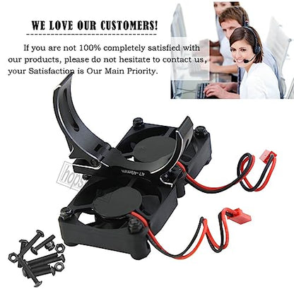 Motor Cooling Fan with 47-49mm Adjustable Mount Upgrades Part for 1/8 1/5 Infraction,Felony,Limitless,4985 1717 Motor,Aluminum 4010 High Speed Cooling Dual Fans 15000 RPM Heatsink,Black - color: Black/Cooling Fan